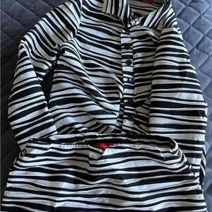 Coucoo Black and White Striped Button-Up set